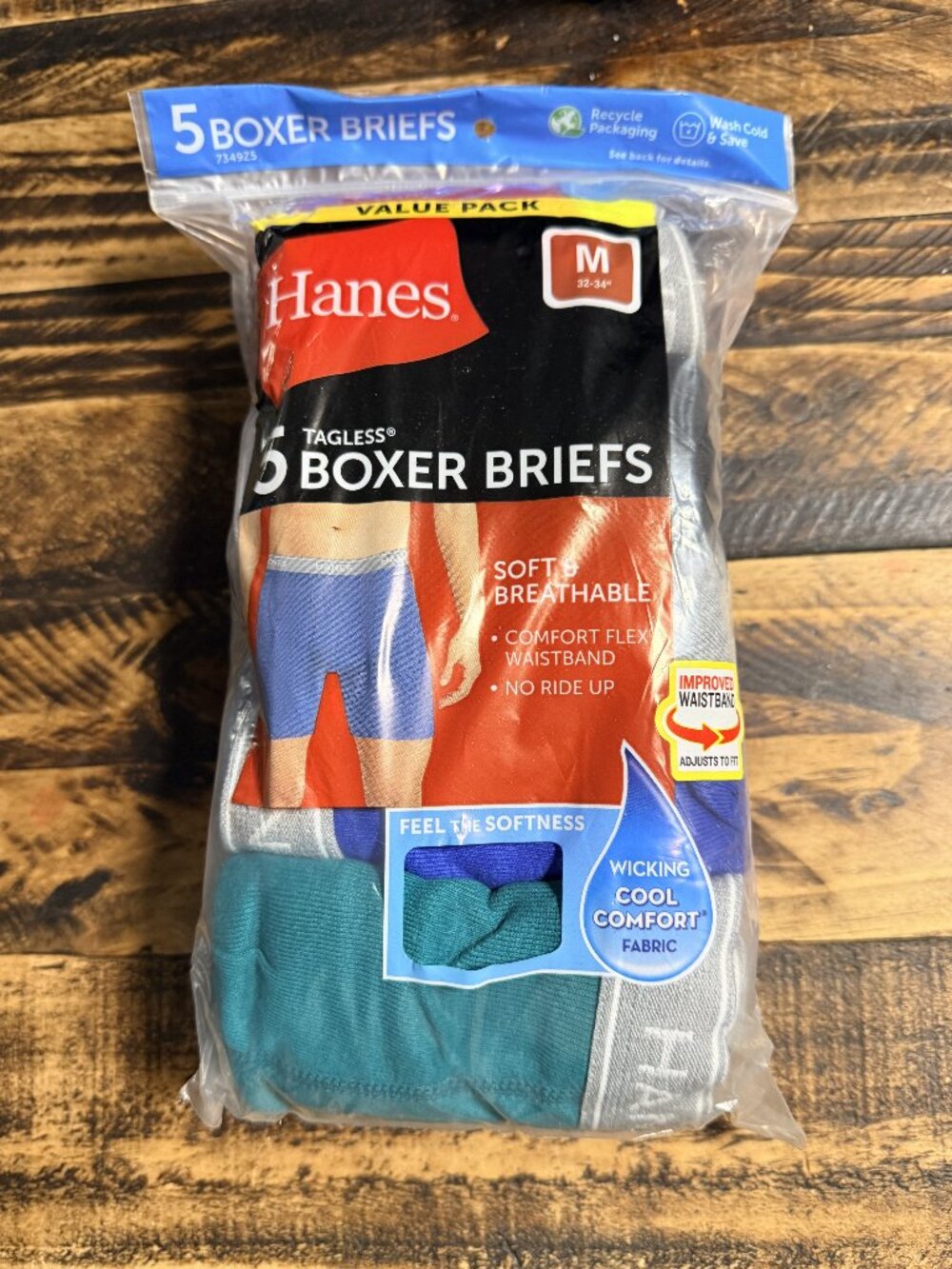 Hanes Men's Tagless Boxer Briefs Soft & Breathable Comfort Flex Waistband 5 Pack